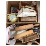 Lot of Kitchen Primitives, Incl. Wooden Boxes,