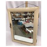 Vintage Wood Medicine Cabinet w/ Beveled Mirror,