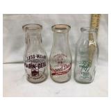 (3) Adv. Qt. Milk Bottles incl. Cedar Rapids IA