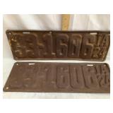 Pair of 1924 Iowa Metal License Plates, 15 1/2"L,