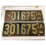 Set of "No Year" Iowa License Plates
