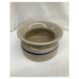 Blue Banded Stoneware Spittoon, 4"T, 7 1/2"