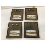 (4) Post Office Box Brass Doors, 5 1/2" x 6 1/4"