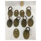 (10) Brass Cow Tags, 3"T