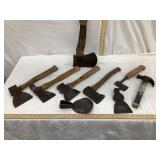 Lot of Mostly Unmarked Hatchets, Axe & Hammers,