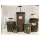 (4) Metal Cream Cans & (1) Metal Bucket, Incl.