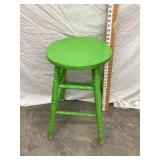 Primitive Painted Wood Stool, 24"T, 14" Diameter