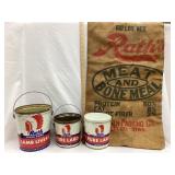 Rath Packing (2) Lard Pails, (1) Lamb Liver Pail