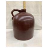 2 Gal. Brown Stoneware Jug, 11 1/2"T, Lip Chip