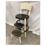 Vintage Metal Kitchen Step Stool, Back is 35"T