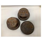 (3) Case Grease Hubs, Iron, 3" Diameter