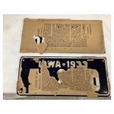 NOS 1933 Set of Iowa License Plates w/ Paper