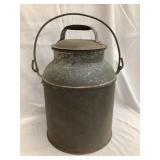 Metal Cream Can w/ Lid, Side Hole, 12 1/2"T