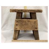 Primitive Wood Milking Stool, 11 3/4" T, 10 1/2"
