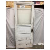 Primitive Wood Front Door w/ Beveled Glass, (1)