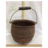 Cast Iron Footed Cauldron, 8 3/4" T, 10 1/4"