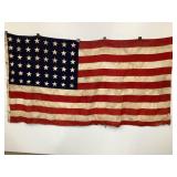 Large 48 Star Flag, Staining, Few Holes, 102"x55"