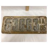 1915 Iowa Metal License Plate, 15"L, 6"T