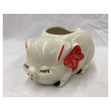 Shawnee Pottery Pig w/ Bow Planter, 2 3/4"T, 5