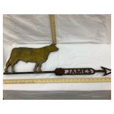 Rare Bull Tin Weathervane on James Iron Arrow,