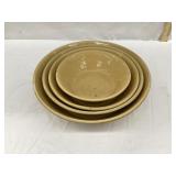 (4) Yellow Ware/Stoneware Milk Pans Set, 12"-10