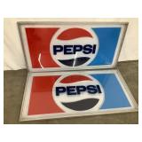 (2) Pepsi Plastic Embossed Adv. Signs w/ Aluminum