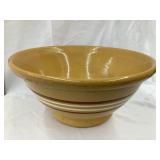 Yellow Ware Bowl w/ Brown & White Stripes, Inside