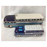 (2) Greyhound Friction Tin Toy Buses, Both Made