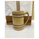 Blue Banded Yellow Ware/ Stoneware Mug, 4 3/4"T,