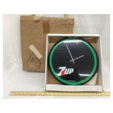 Vintage 7-Up Adv. Plastic Clock W/ Shipping Box