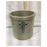 White Hall 2 Gal. Crock, 9 1/4"T, Side/Base Crack