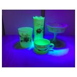 (4) Custard/ Uranium Glass Pcs., Incl. (3)