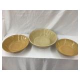 (3) Yellow Ware/Stoneware Milk Pans Set, Base