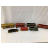 (7) Primitive Wood Toy Train Cars, Various Sizes,
