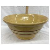 Large Yellowware Bowl w/ Brown & White Bands, 6