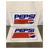 (2) Pepsi Vintage Tin Embossed Adv. Signs, 58
