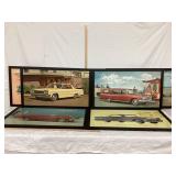 (6) Vintage Chevrolet Dealership Framed Cardboard