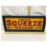 Squeeze Orange Tin Embossed Sign, Framed, Frame