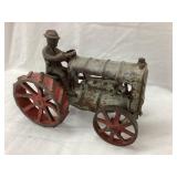 Early Cast Iron Toy Tractor w/ Driver, 5 3/4"L