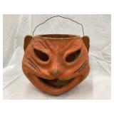 Vintage Paper Mache Orange Cat Halloween