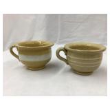 (2) Miniature Yellow ware/Stoneware Mugs, (1)