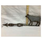 Tin Cow Weathervane on Copper w/ Ornate Iron