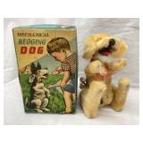 Vintage Mechanical Begging Dog Toy w/ Box, Made