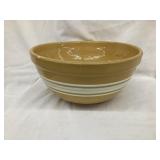10" Yellow Ware/Stoneware Bowl w/ White Stripes,