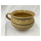 Yellow Ware Blue Banded Posset Cup, Handle Base