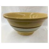 Yellow Ware Bowl w/ Brown & White Stripes, Rim