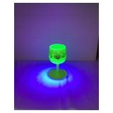 Dallas WIS. Adv. Custard/Uranium Glass Cup, 6"T,