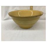 White Banded Yellow Ware/Stoneware Bowl, 11 1/2"