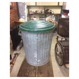 vintage trashcan with green lid, funky