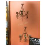 Pair of candle wall sconces, wrought iron